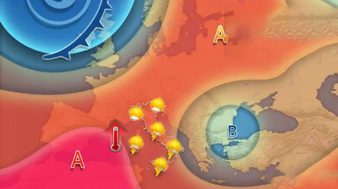 Previsione meteo: settimana instabile con rischio temporali forti al Centro-Sud