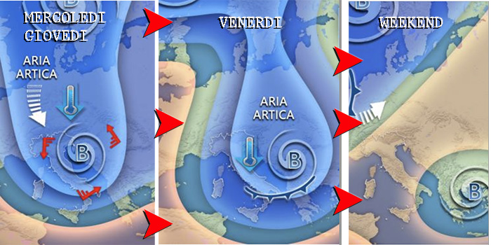 Meteo Italia: ritorno dell’inverno con freddo artico, piogge, vento e neve fino a bassa quota