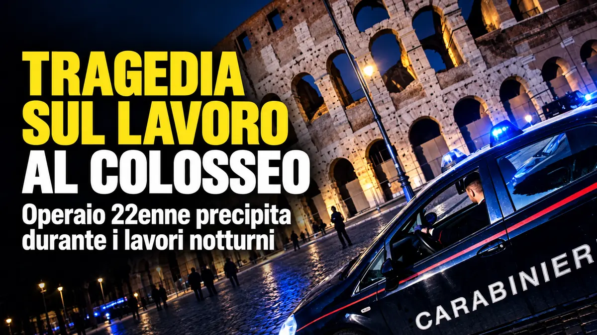 Tragedia sul lavoro al Colosseo: operaio 22enne precipita durante i lavori notturni