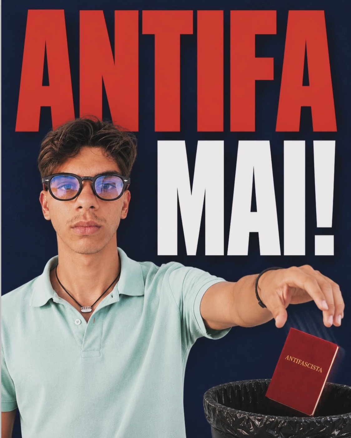 Eterno (Lega) contro il “patentino antifascista”: sui social la foto con il foglio nel cestino e lo slogan «Antifa mai»