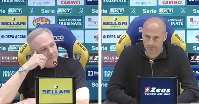 Mister Alvini furioso, il tecnico Bianco sereno: il 2-2 al 96’ accende gli animi tra Cosenza e Frosinone (Video)
