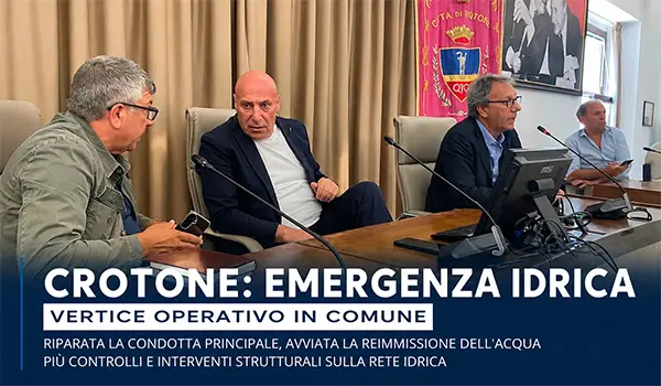 Crotone, emergenza idrica: vertice in Comune dopo il nuovo guasto alla condotta principale
