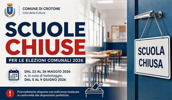 Scuole chiuse a Crotone per le elezioni comunali 2026