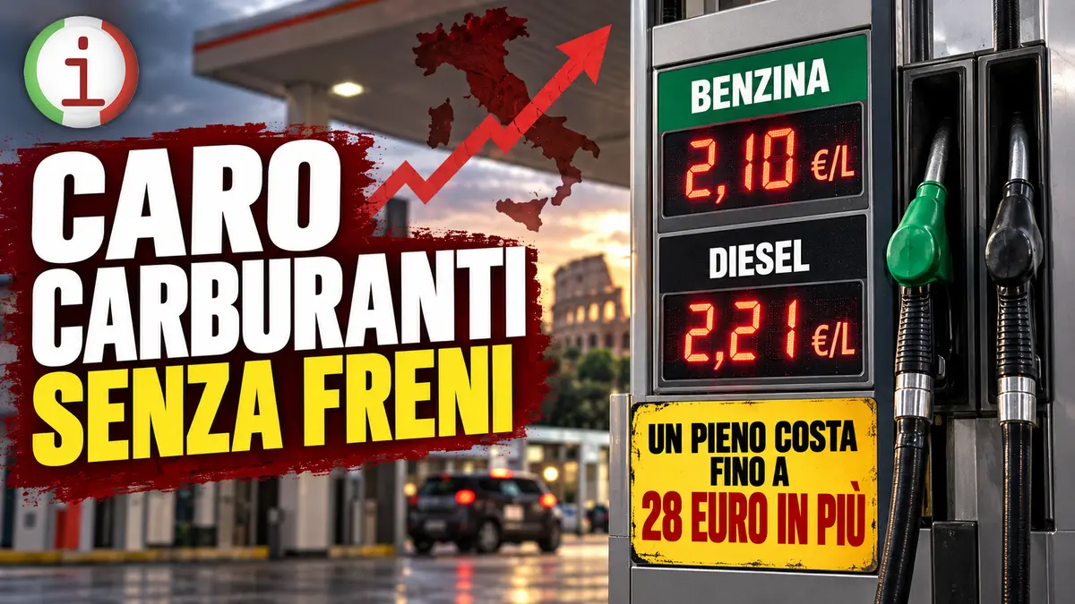 Caro carburanti, benzina e diesel ai massimi: un pieno costa fino a 28 euro in più