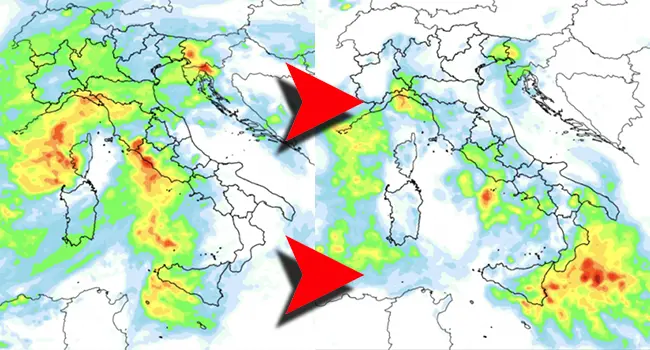 Meteo Italia: piogge e maltempo in arrivo tra giovedì e venerdì