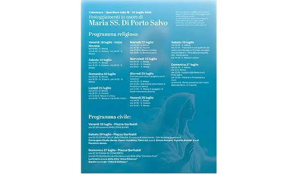 Catanzaro. Festa di Maria SS di Porto Salvo 2025: il programma ufficiale