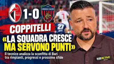 Bari-Cosenza 1-0, Coppitelli analizza la sconfitta: «La squadra cresce, ma servono punti»
