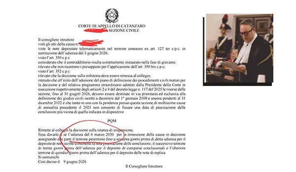 Talerico: «Giustizia al rallentatore, a Catanzaro una causa rinviata fino al 2030»