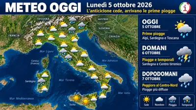 Meteo Italia dal 5 ottobre cambia il tempo con piogge temporali e temperature in calo
