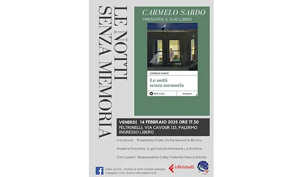  Alla Feltrinelli di Palermo la presentazione del romanzo “Le notti senza memoria” del giornalista Carmelo Sardo