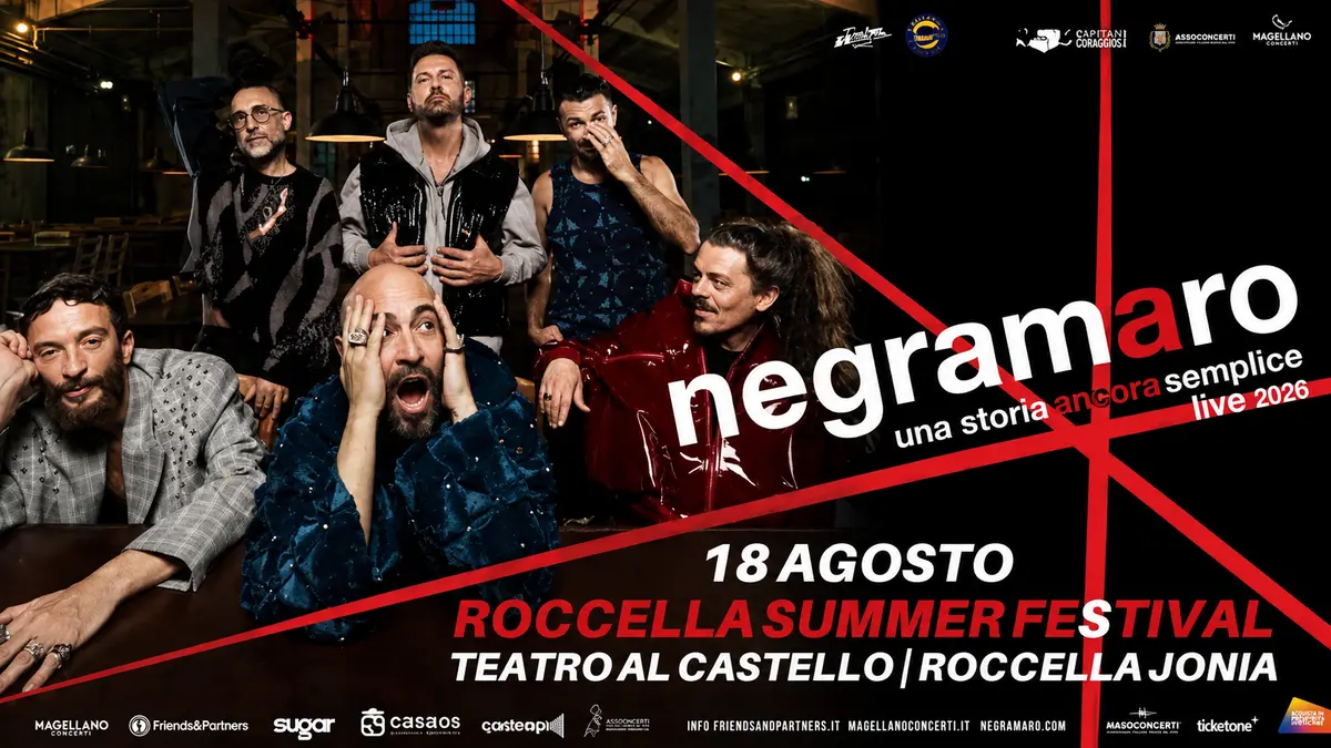 Roccella Summer Festival 2026, grande attesa per i Negramaro. Il concerto del tour “Una storia ancora semplice” il 18 agosto