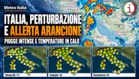 Meteo Italia, perturbazione e allerta arancione: piogge intense e temperature in calo