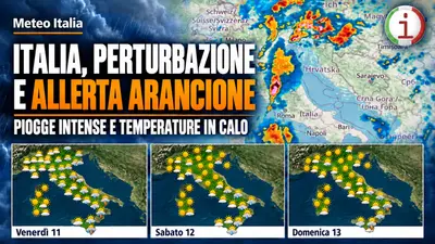 Meteo Italia, perturbazione e allerta arancione: piogge intense e temperature in calo
