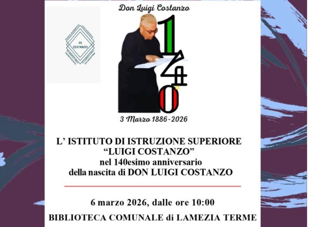 Il 6 marzo a Lamezia Terme commemorazione del sacerdote Don Luigi Costanzo con l'IIS a lui dedicato