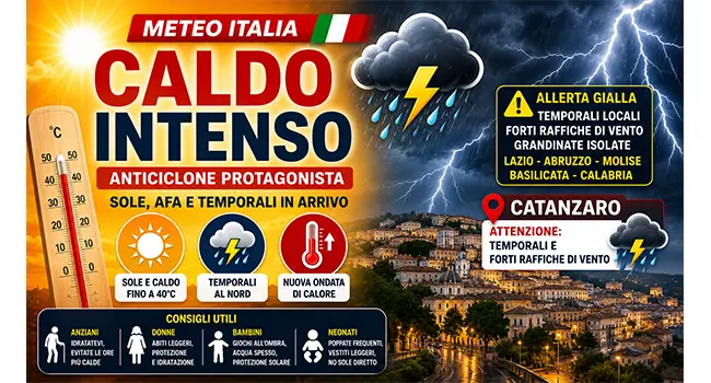 Meteo Italia, anticiclone africano protagonista: caldo intenso, temporali in arrivo e nuova ondata di calore al Centro-Sud