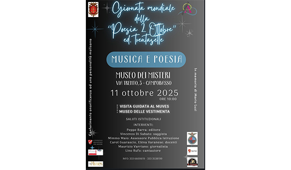 La 37^ edizione della Giornata Mondiale della Poesia si trasferisce a Campobasso