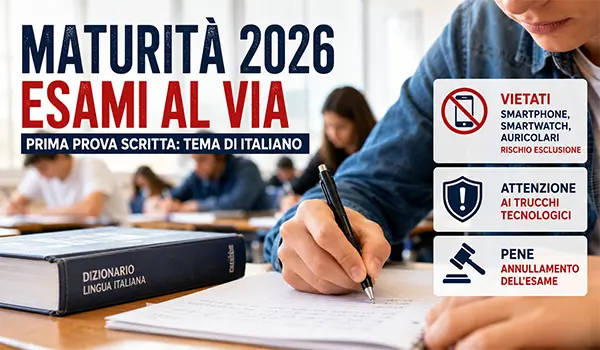 Maturità 2026 al via prima prova scritta, regole, divieti e rischi di esclusione