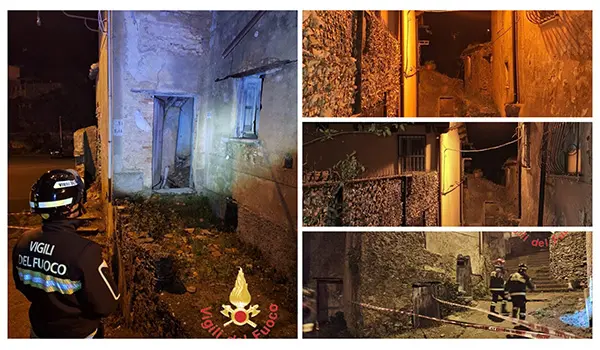 Crollo edificio a Girifalco: intervento notturno dei Vvf