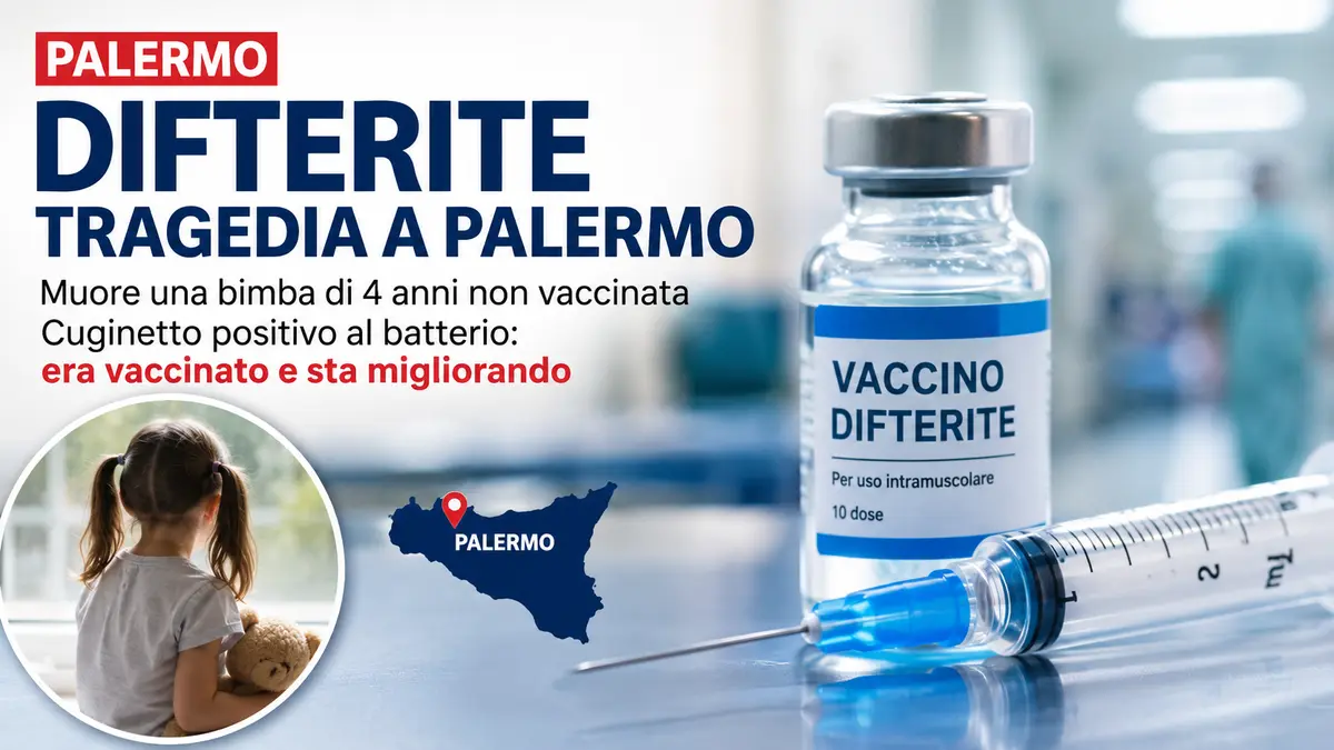 Morta di difterite a Palermo, bimba non vaccinata: indagati i genitori