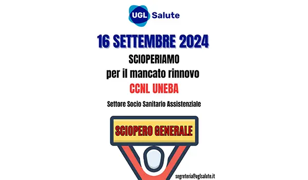 Sanità, Giuliano (UGL): "Oggi sciopero generale dei lavoratori UNEBA, rinnovo del contratto necessità assoluta"