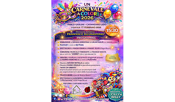 UN CARNEVALE A COLORI - Parco Gaslini, martedì 17 febbraio, ecco il programma ufficiale