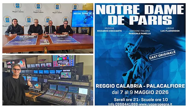 Reggio Calabria, presentato in comune il Colossal Notre Dame De Paris dal 7 al 9 maggio al Palacalafiore.