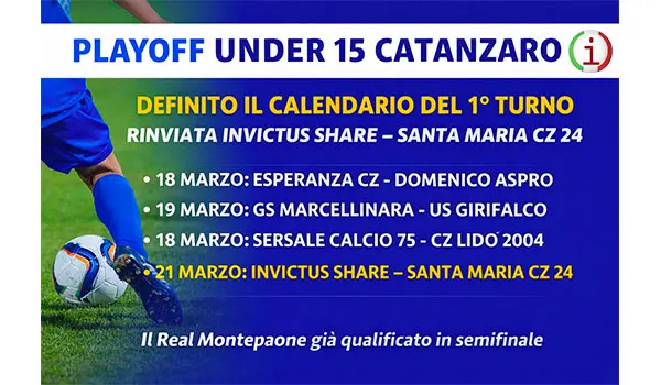 Playoff Under 15 Catanzaro: definito il calendario del primo turno, rinviata Invictus Share – Santa Maria CZ 24