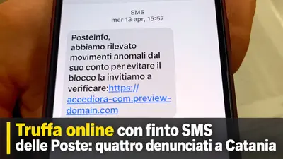 Truffa online con finto SMS delle Poste: quattro denunciati a Catania