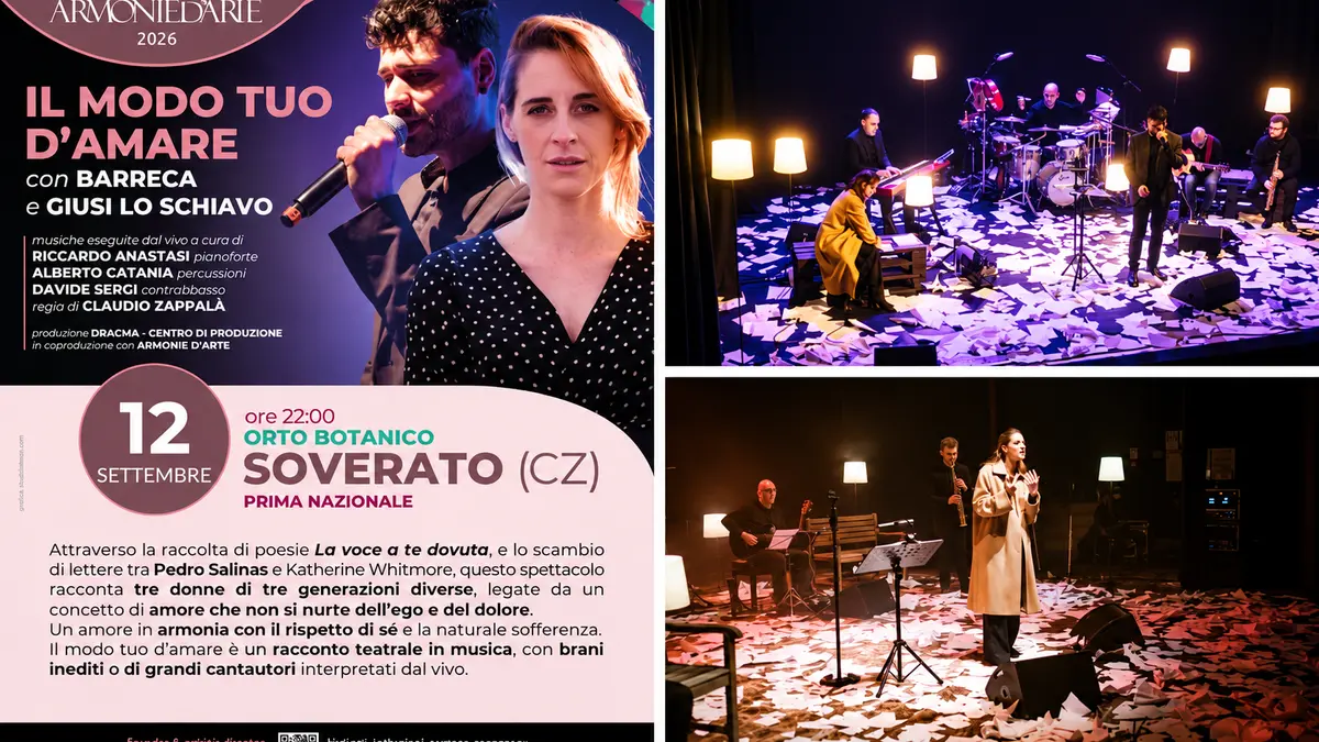 Armonie d’Arte, in prima assoluta “Il Modo tuo d’Amare”: a Soverato