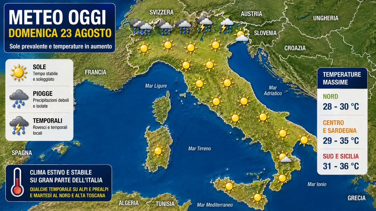 Meteo Italia, torna il caldo: sole oggi, temporali martedì e temperature verso i 40°C