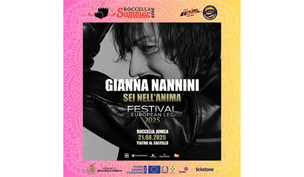 Roccella Summer Festival 2025, il 21 agosto sarà il turno del “Sei nell’anima”, la tappa del tour di Gianna Nannini