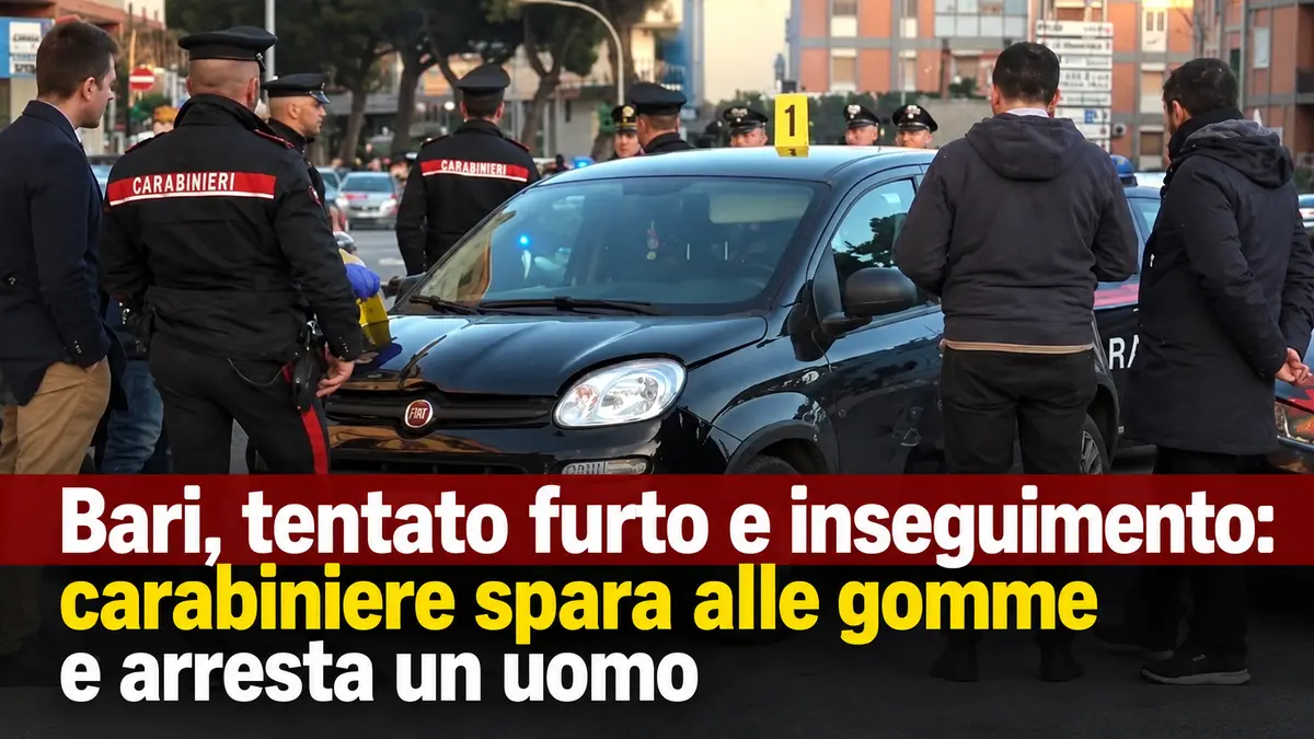 Bari, tentato furto e inseguimento: carabiniere spara alle gomme e arresta un uomo