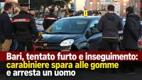 Bari, tentato furto e inseguimento: carabiniere spara alle gomme e arresta un uomo