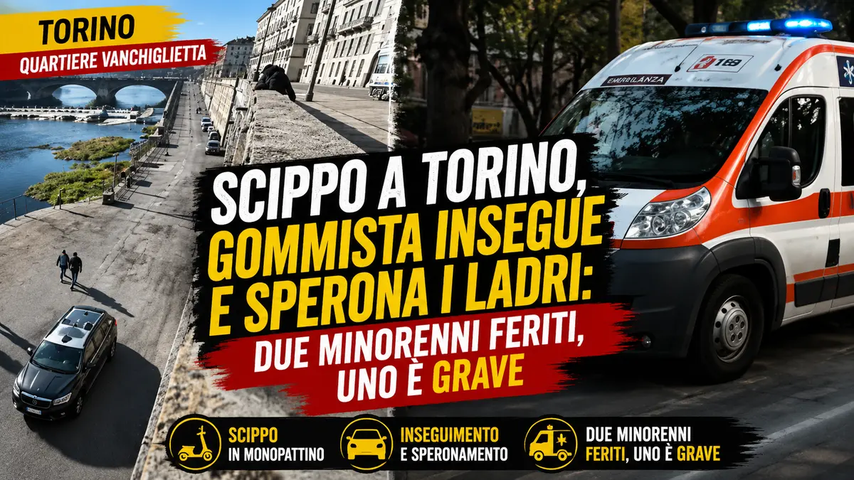 Scippo a Torino, gommista insegue e sperona i ladri: due minorenni feriti, uno è grave