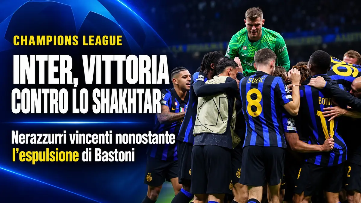 Inter, vittoria in Champions contro lo Shakhtar nonostante l'espulsione di Bastoni