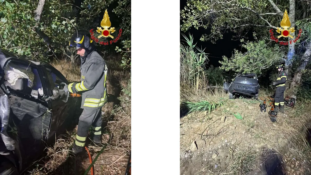 Incidente sulla SP22 a Spilinga: auto si schianta contro un albero, conducente estratto dalle lamiere dai Vvf