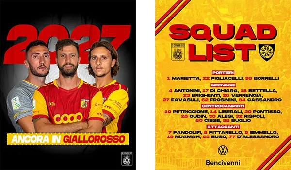 Calcio. rinnovi contrattuali e convocati per Catanzaro – Carrarese