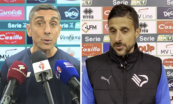 Bari-Palermo 2-1, Longo esulta: “Vittoria da squadra vera”. Dionisi: “Primo tempo sottotono, ci è costato caro” (Video)