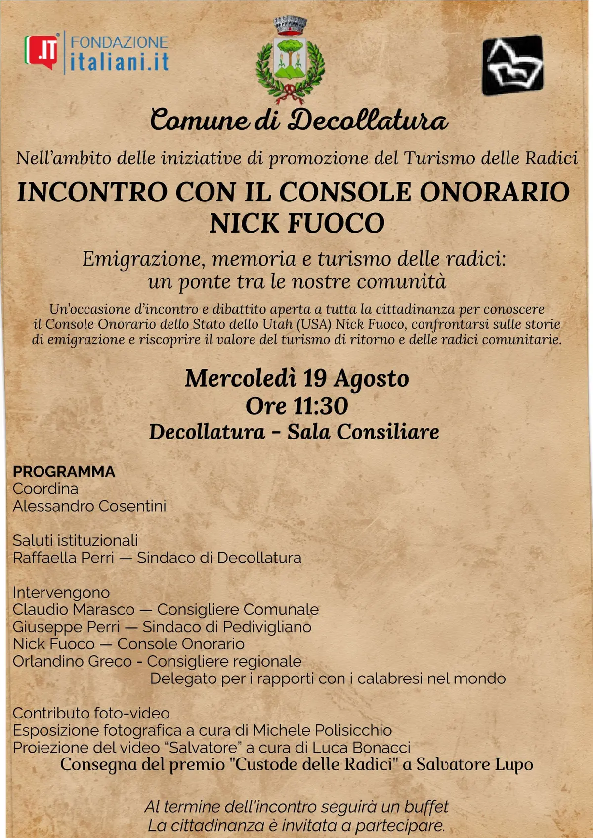 La visita del Console Onorario dello Utah (USA): il 19 a Decollatura