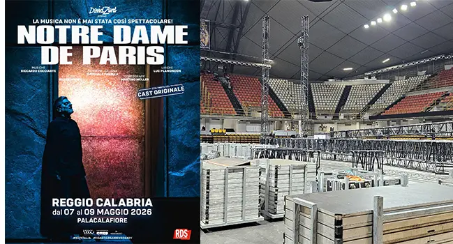 Iniziato al Palacalafiore il gigantesco allestimento per il colossal musicale Notre Dame De Paris di Riccardo Cocciante Pegna spiega l’impossibilità di rinviarlo