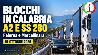 Blocchi in Calabria oggi 19 ottobre 2026 dove si concentrano i disagi tra A2 e statale 280