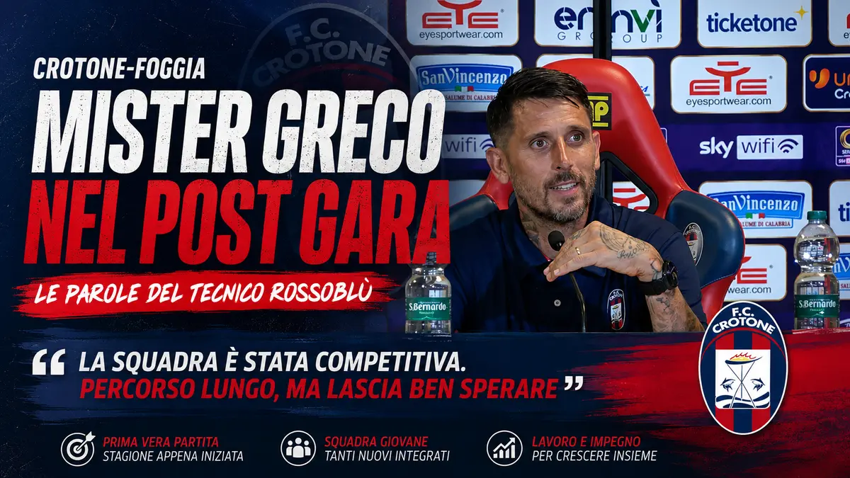 Crotone Foggia, Greco dopo la gara: fiducia nei giovani e crescita attraverso il gioco. Video