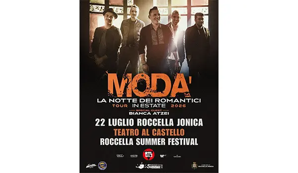 Roccella Summer Festival 2026, ci saranno anche i Modà affiancati sul palco da Bianca Atzei. Il concerto il 22 luglio