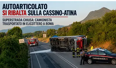 Autoarticolato si ribalta sulla Cassino-Atina, superstrada chiusa in entrambe le direzioni