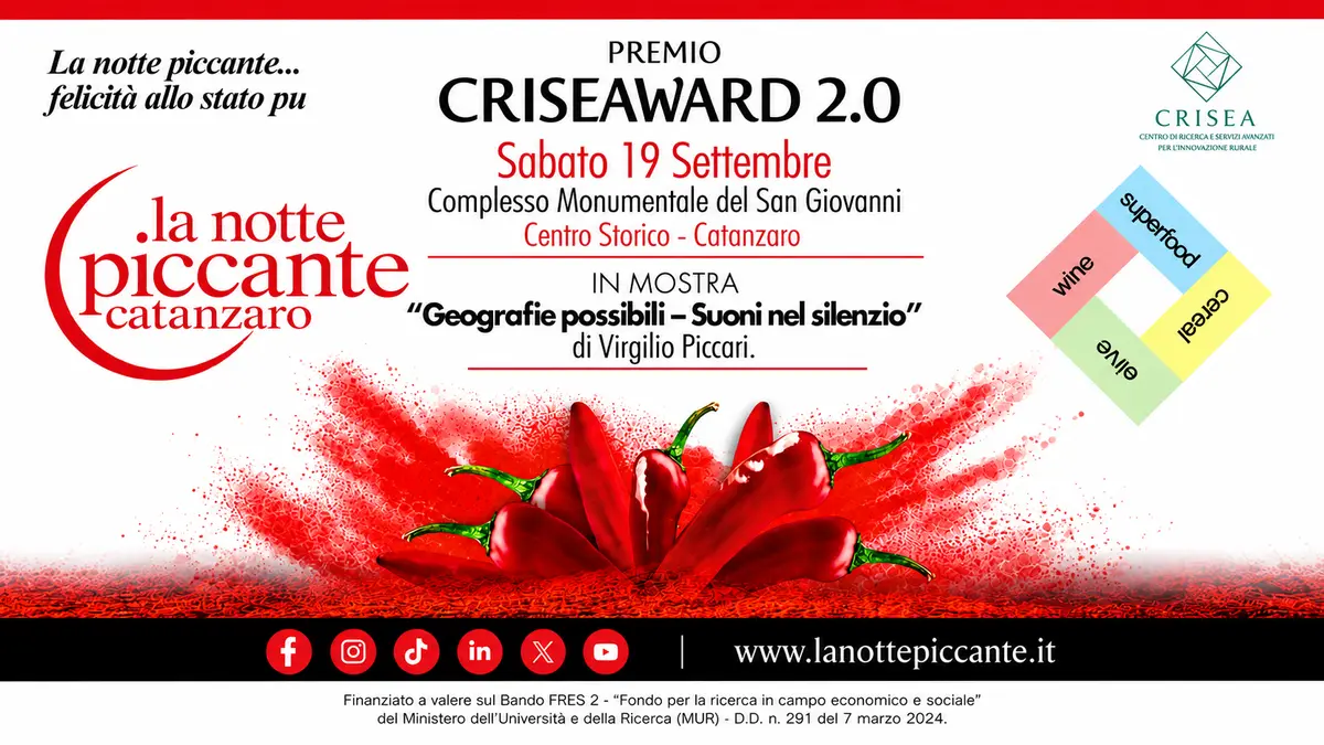 Criseaward 2.0 entra nel vivo: l’eccellenza agroalimentare calabrese protagonista de “La Notte Piccante” a CZ