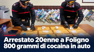 Arrestato 20enne a Foligno con 800 grammi di cocaina in auto