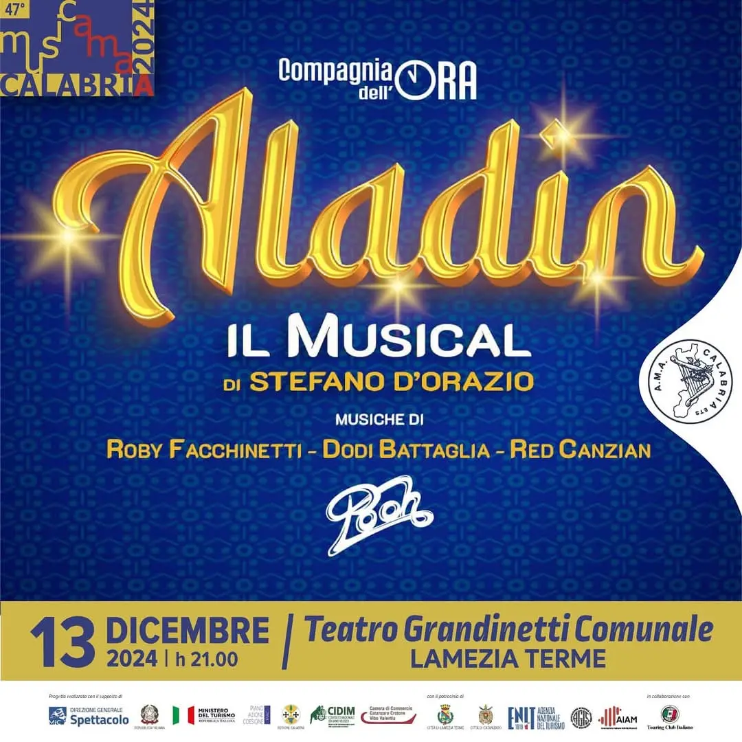 MusicAMA Calabria, tutto pronto per “Aladin - Il musical” con le musiche dei Pooh