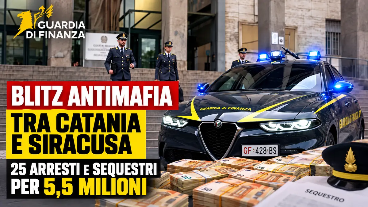 Blitz antimafia tra Catania e Siracusa: 25 arresti e sequestri per 5,5 milioni