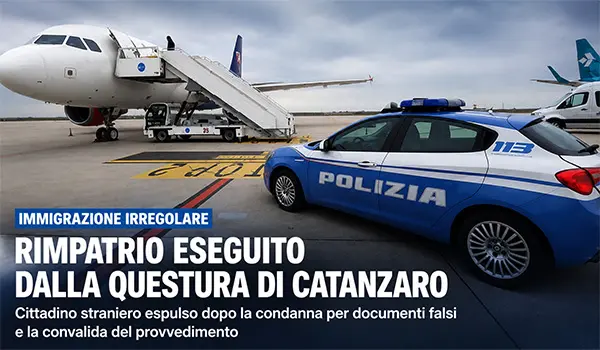 Catanzaro, espulsione e rimpatrio di un cittadino straniero irregolare: operazione della Questura