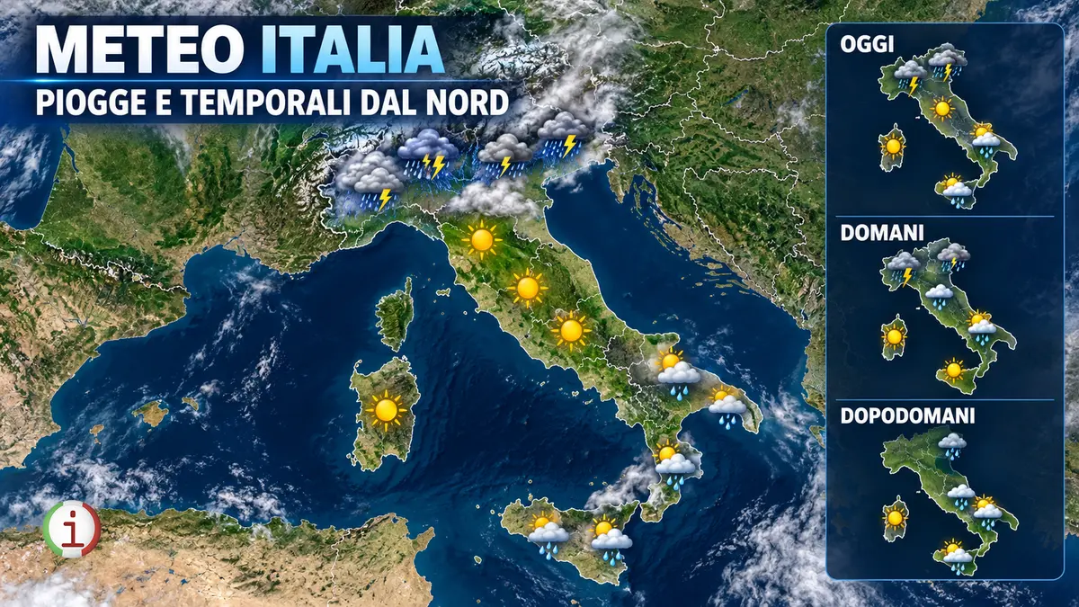 Meteo Italia, perturbazione atlantica in arrivo: piogge e temporali dal Nord verso il Centro-Sud